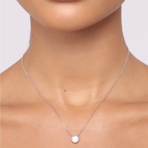 Silver round diamond pendant